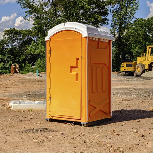 how often are the portable restrooms cleaned and serviced during a rental period in Delton